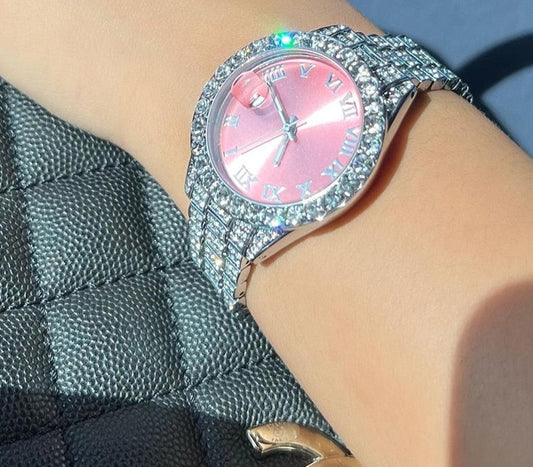 Pink Women Watch Luxury Small Face Elegant Quartz Watches For Ladies Icy Look