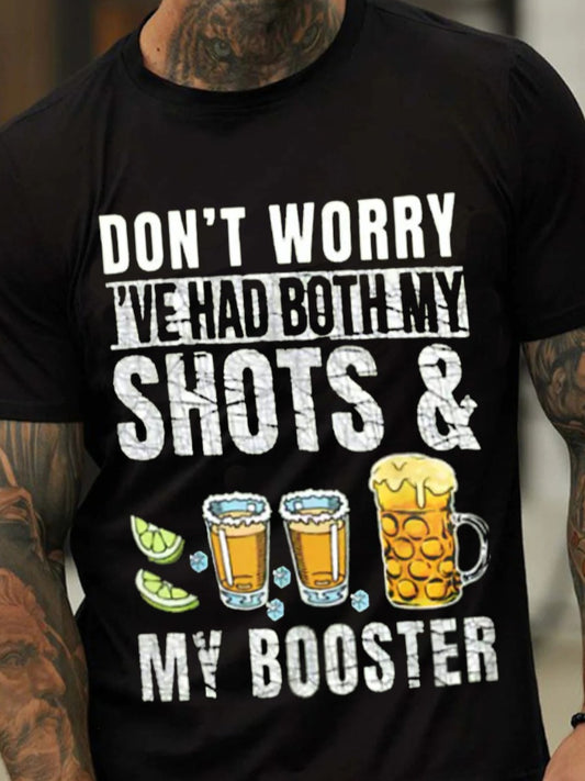 Men Shots Booster Letter Print T-shirt